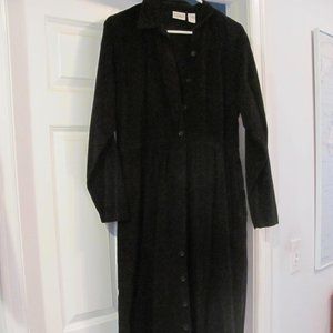 Corduroy Black maxi dress L.L.Bean size 10 long sleeves